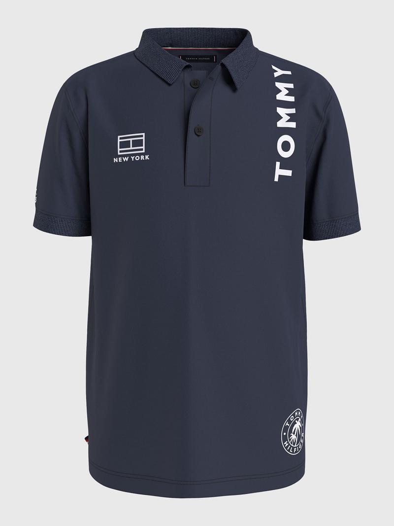 Fiú Tommy Hilfiger Multi Logo Polos Sötétkék | HU 2152BEX